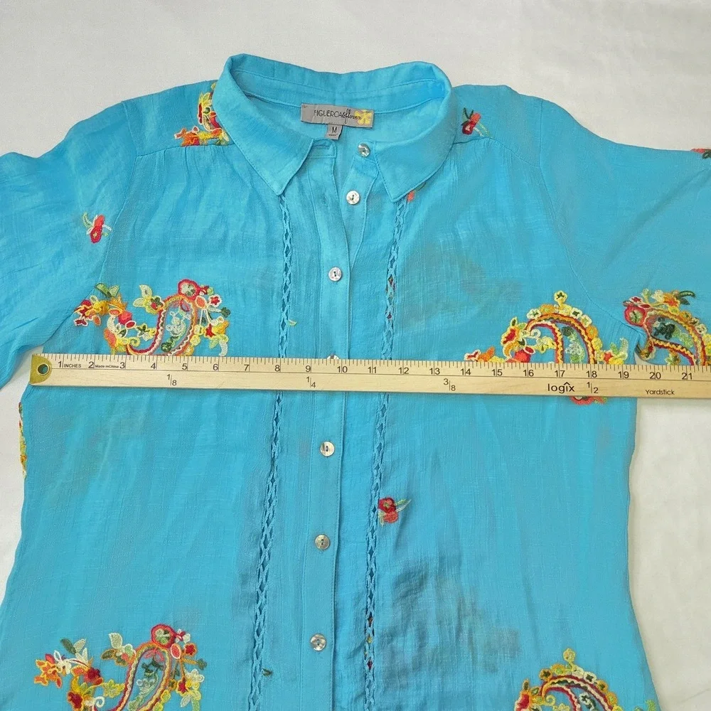 Figueroa & Flower Women Sz M Embroidered Peasant Blouse Boho Cottagecore Hippie - Picture 4 of 6